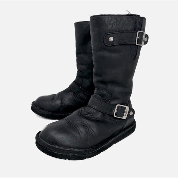 UGG Australia Leather Black Outdoor Boots - Picture 1 of 10
